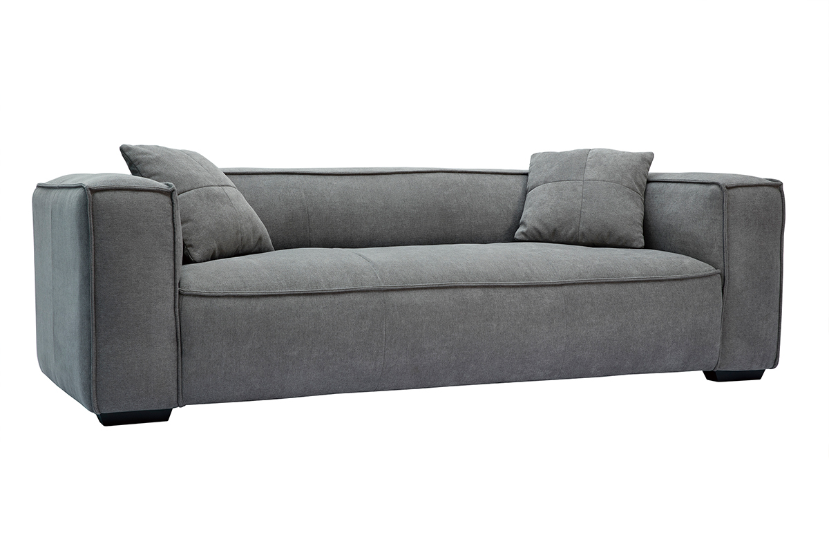 Sof 3plazas de tejido efecto aterciopelado gris COBAIN