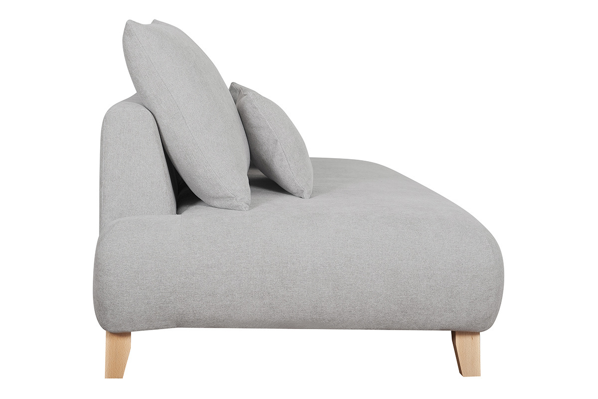 Sof 3 plazas de tejido efecto aterciopelado texturizado gris y madera clara 200 cm ODEON