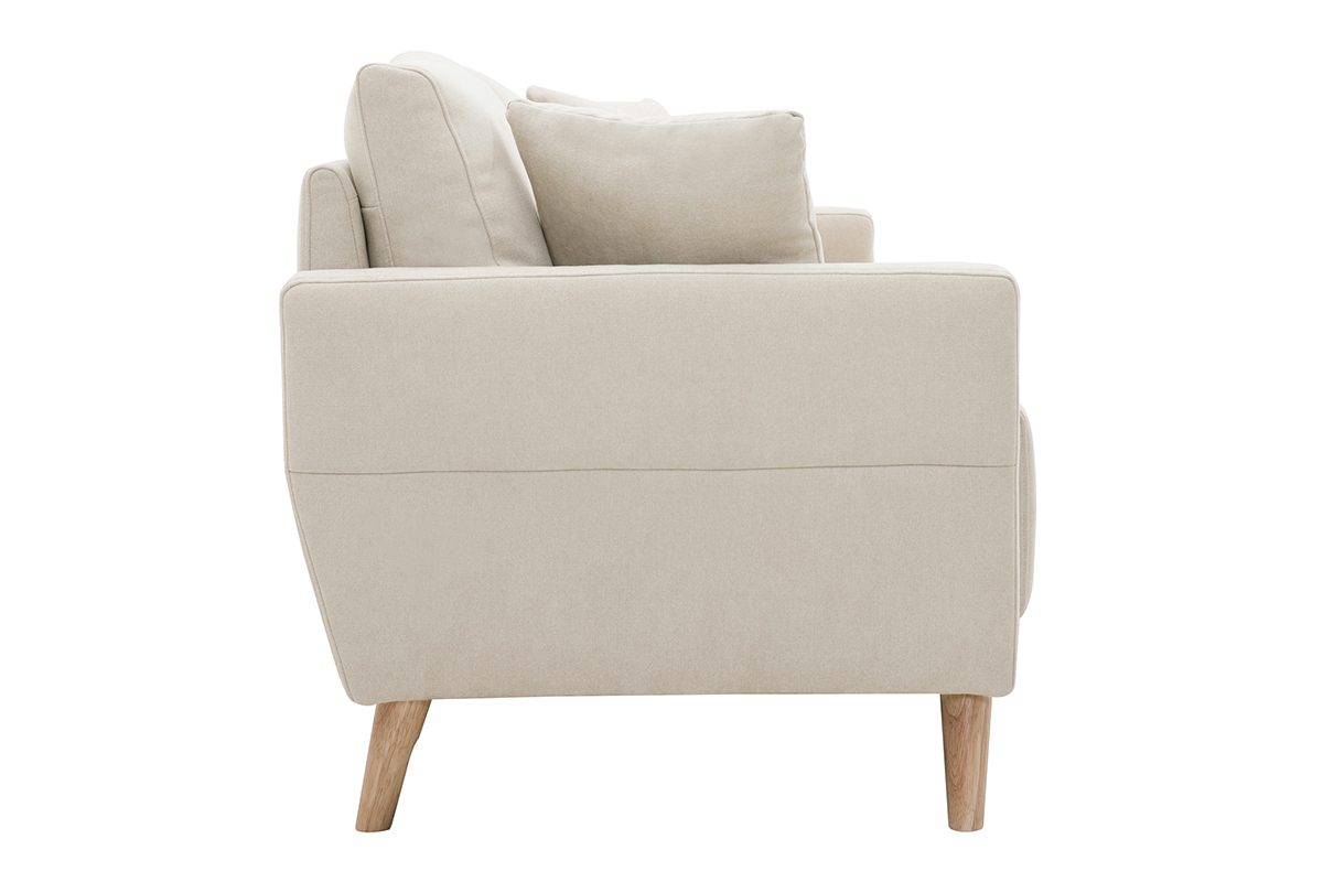 Sof 3 plazas de tela beige y madera clara MUNIK