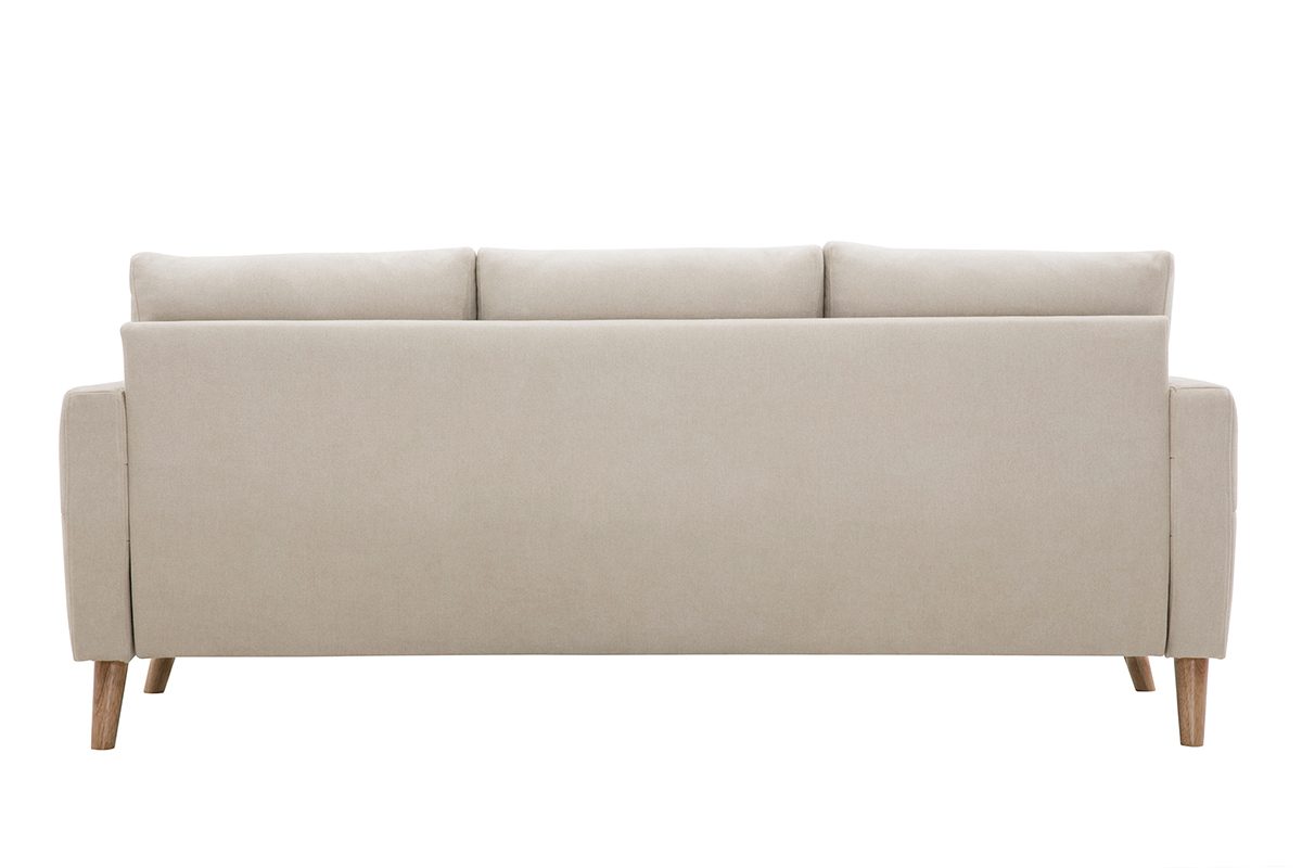Sof 3 plazas de tela beige y madera clara MUNIK