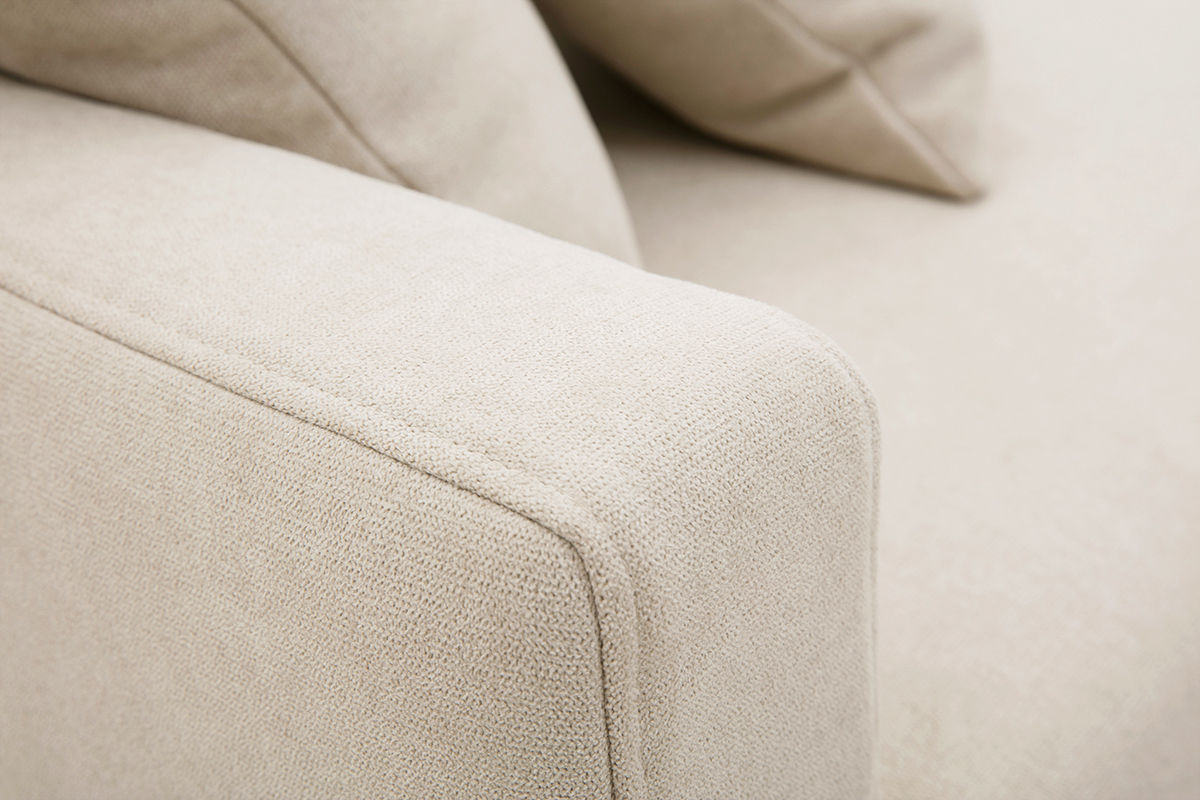Sofá 3 plazas de tela beige y madera clara MUNIK