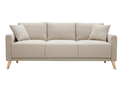 Sofá 3 plazas de tela beige y madera clara MUNIK