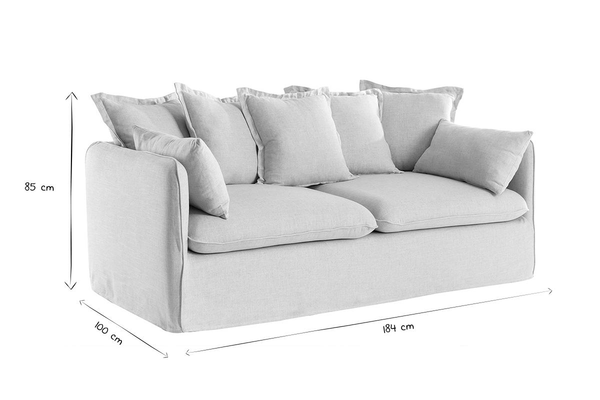 Sof 3 plazas desenfundable en lino color natural MERLIN