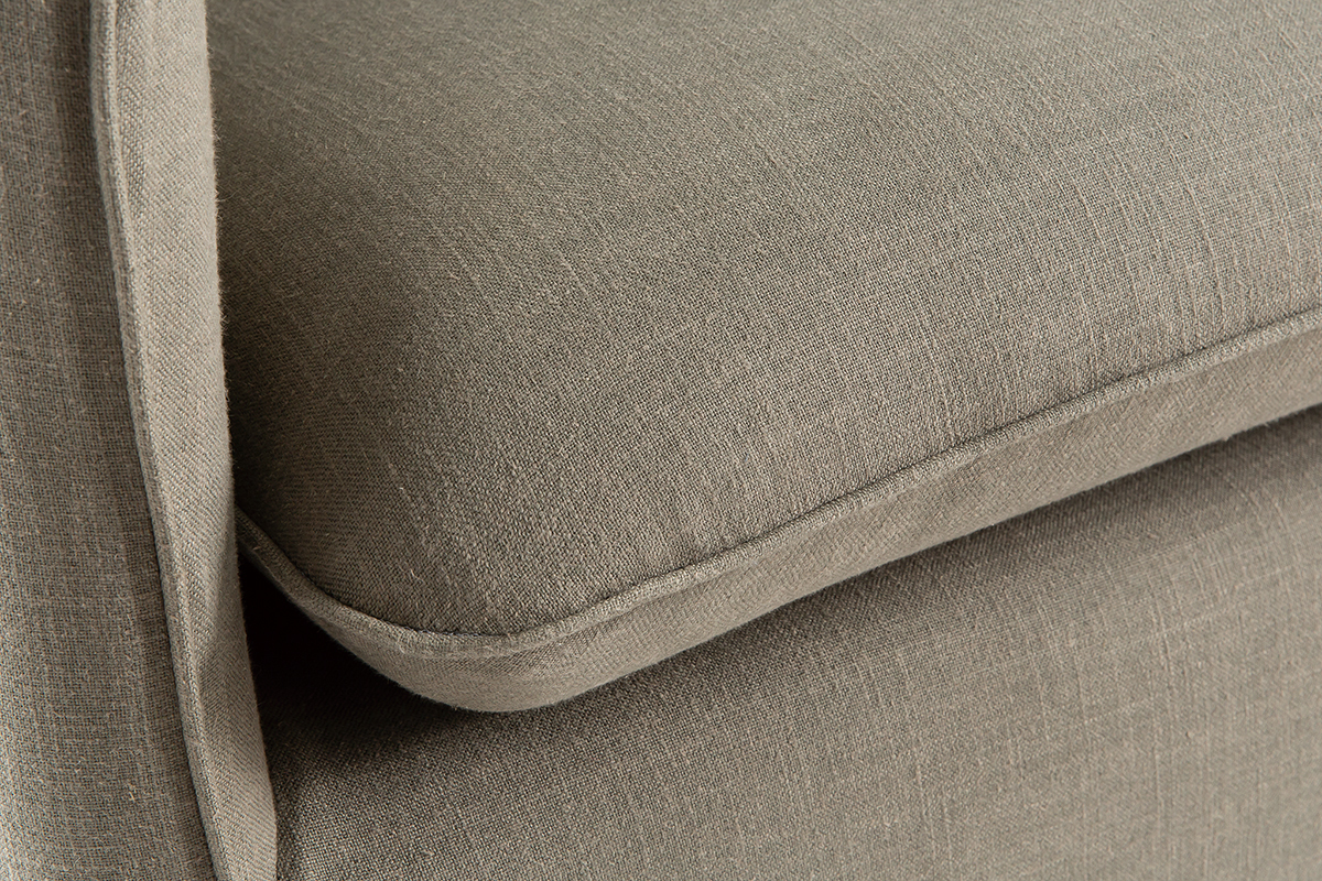 Sof� 3 plazas desenfundable en lino verde gris�ceo MERLIN