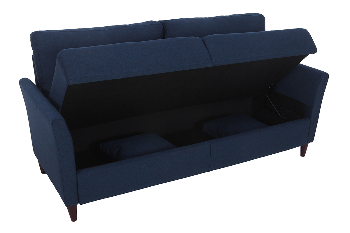 Sof 3 plazas en tejido azul oscuro con almacenaje MEDLEY