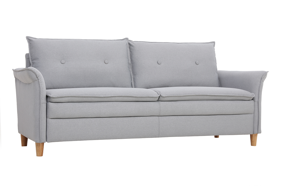 Sof 3 plazas en tejido gris claro CLIFF