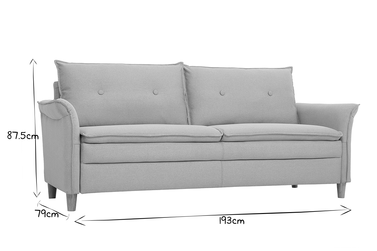 Sof 3 plazas en tejido gris claro CLIFF