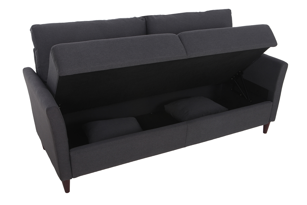 Sof 3 plazas en tejido gris oscuro con almacenaje MEDLEY