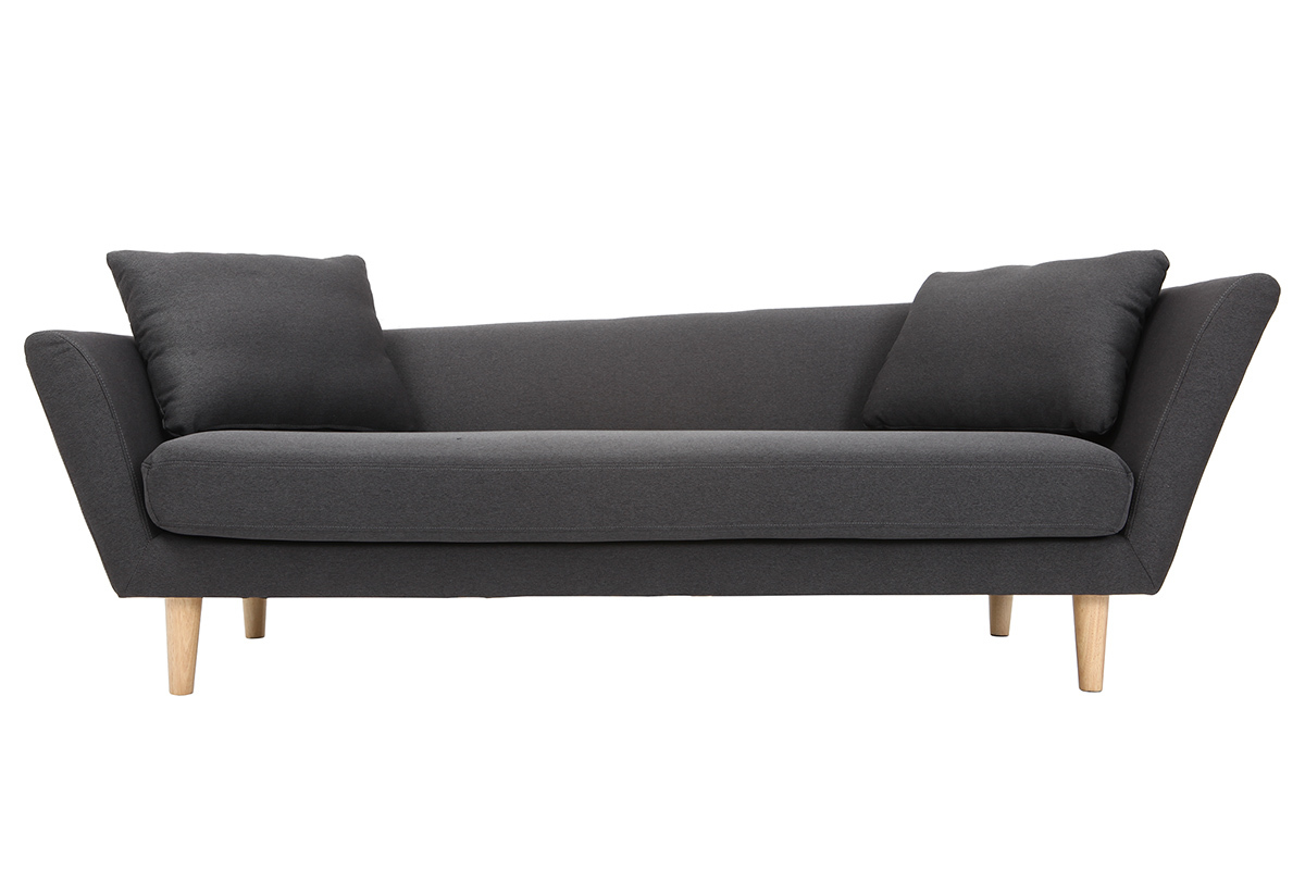 Sof� 3 plazas gris antracita patas madera roble NARA