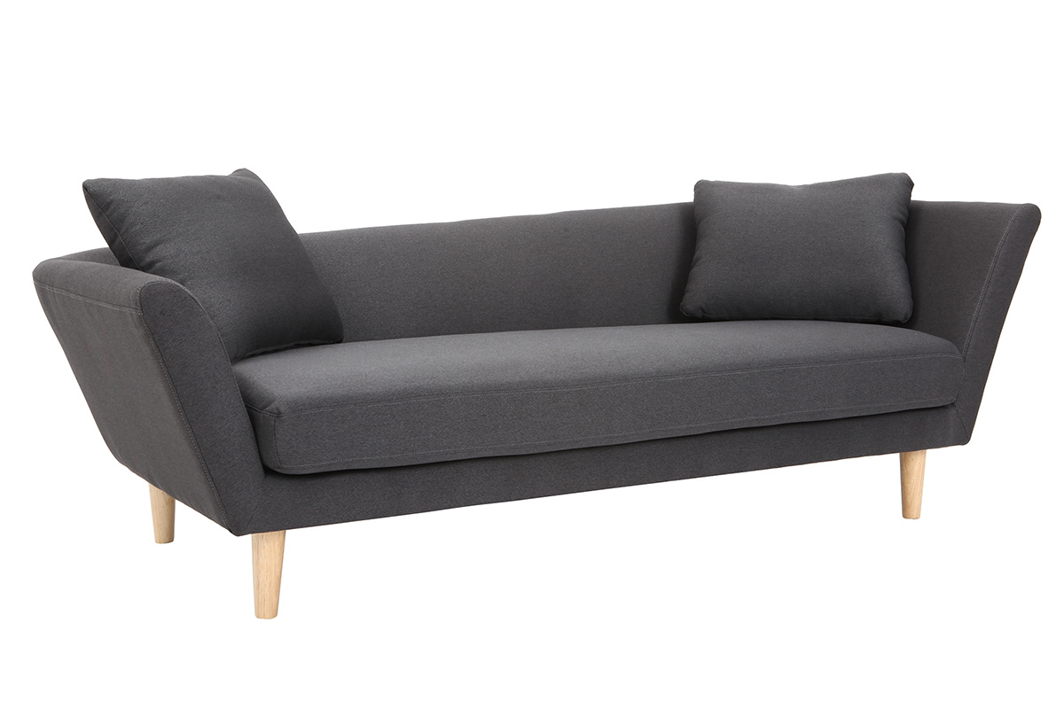 Sof� 3 plazas gris antracita patas madera roble NARA