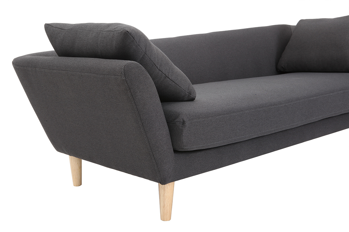 Sof� 3 plazas gris antracita patas madera roble NARA