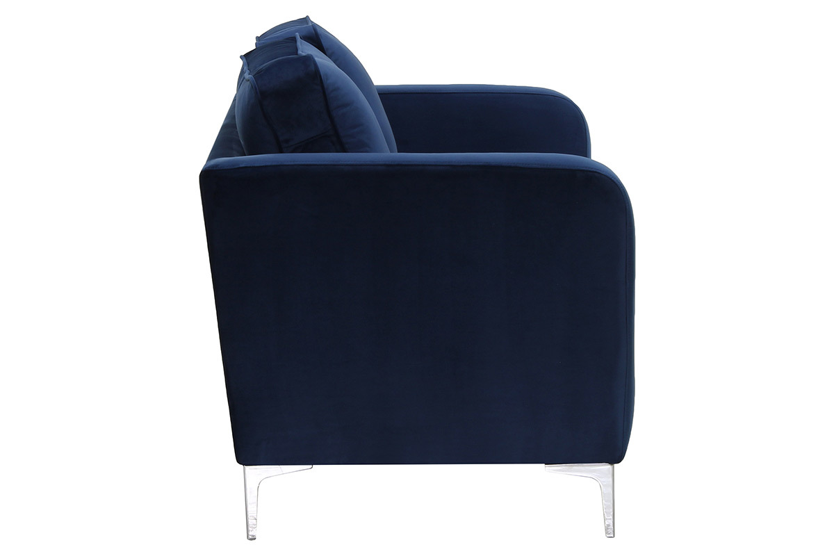 Sof 3 plazas moderno terciopelo azul oscuro HARRY