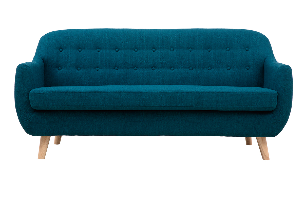 Sof 3 plazas nrdico desenfundable azul petrelo y madera YNOK