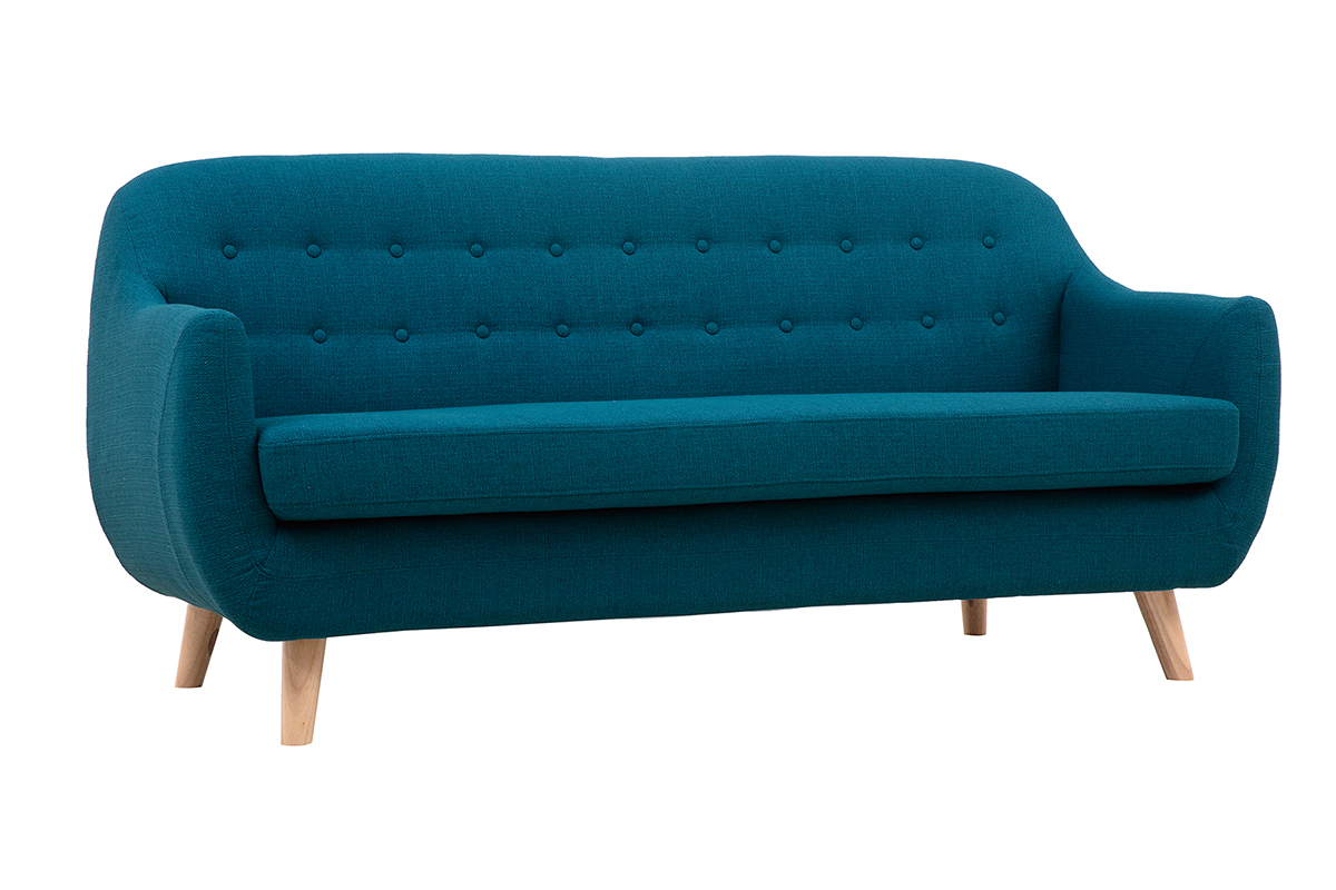 Sof 3 plazas nrdico desenfundable azul petrelo y madera YNOK