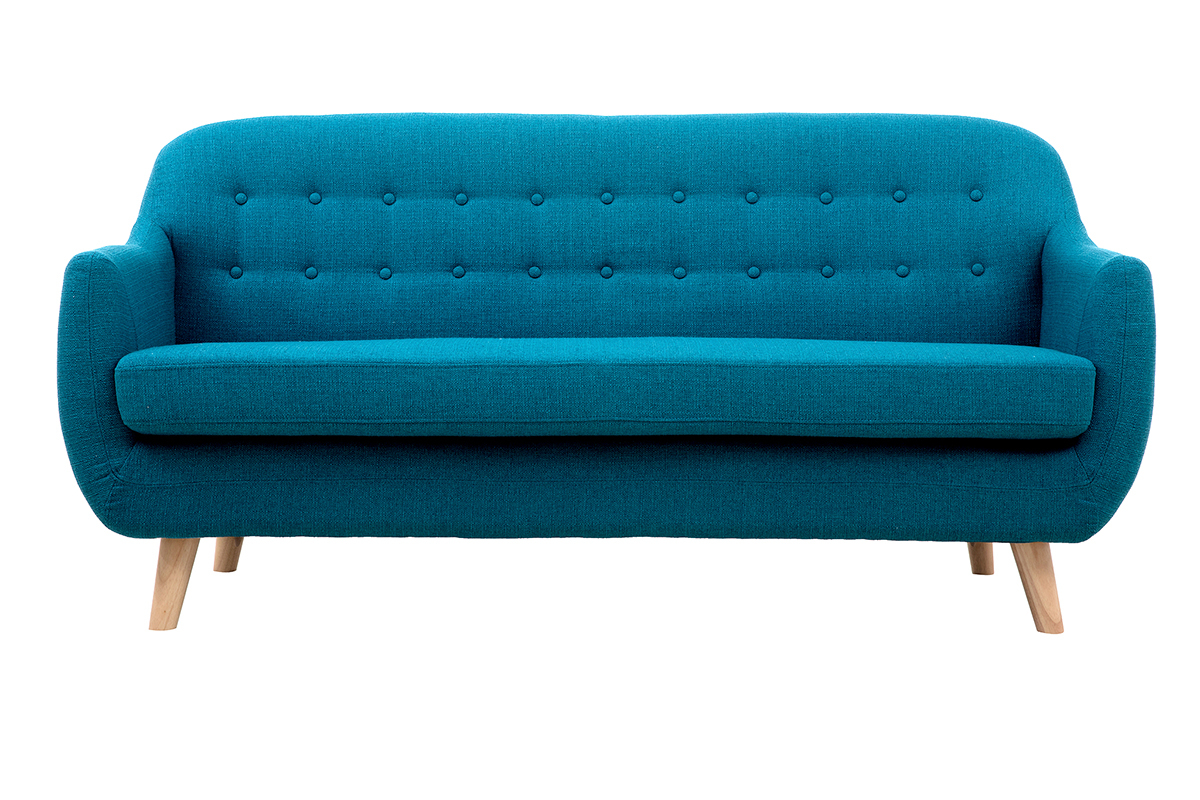 Sof 3 plazas nrdico desenfundable azul petrelo y madera YNOK