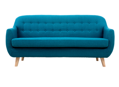 Sofá 3 plazas nórdico desenfundable azul petróelo y madera YNOK