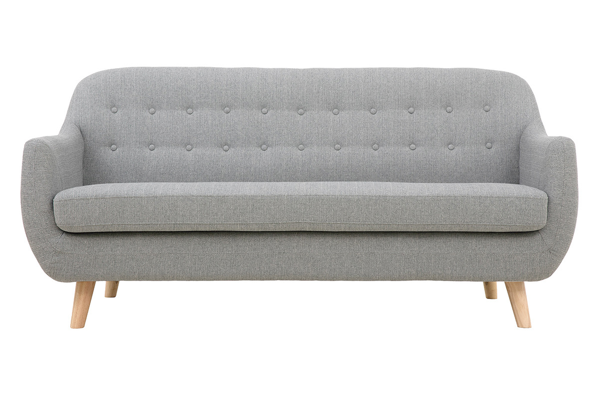 Sof 3 plazas nrdico desenfundable gris claro y madera YNOK