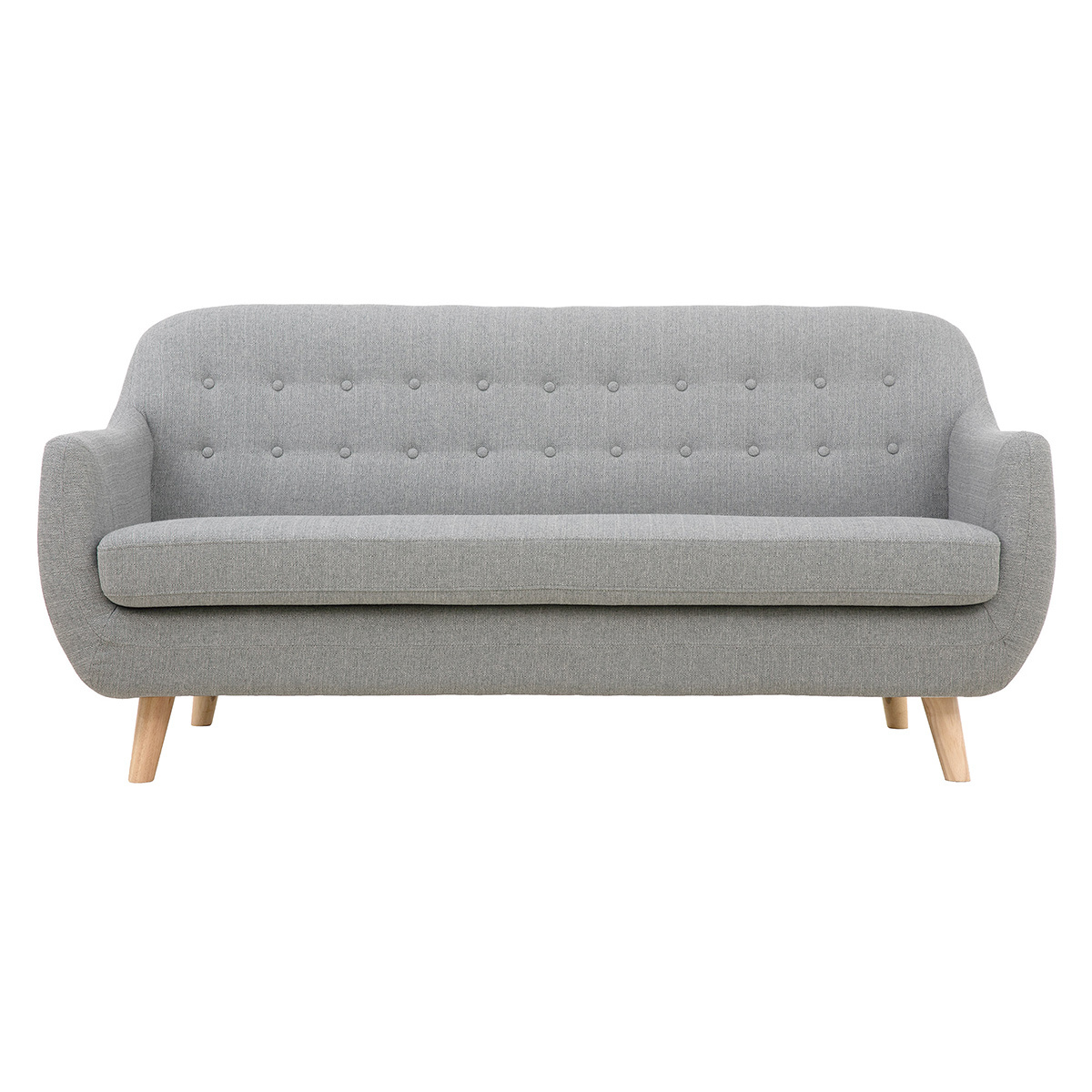 Sofá 3 plazas nórdico desenfundable gris claro y madera YNOK