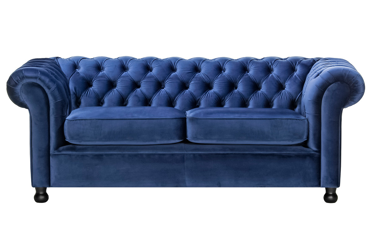 Sof 3 plazas terciopelo azul oscuro CHESTERFIELD