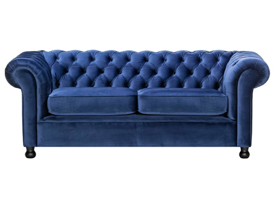 Sof&aacute; 3 plazas terciopelo azul oscuro CHESTERFIELD