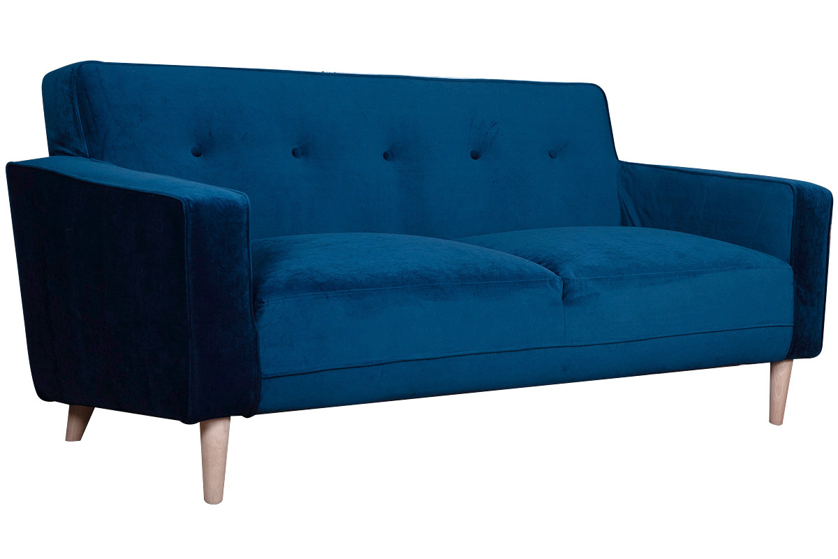 Sof 3 plazas terciopelo azul oscuro CIGALE