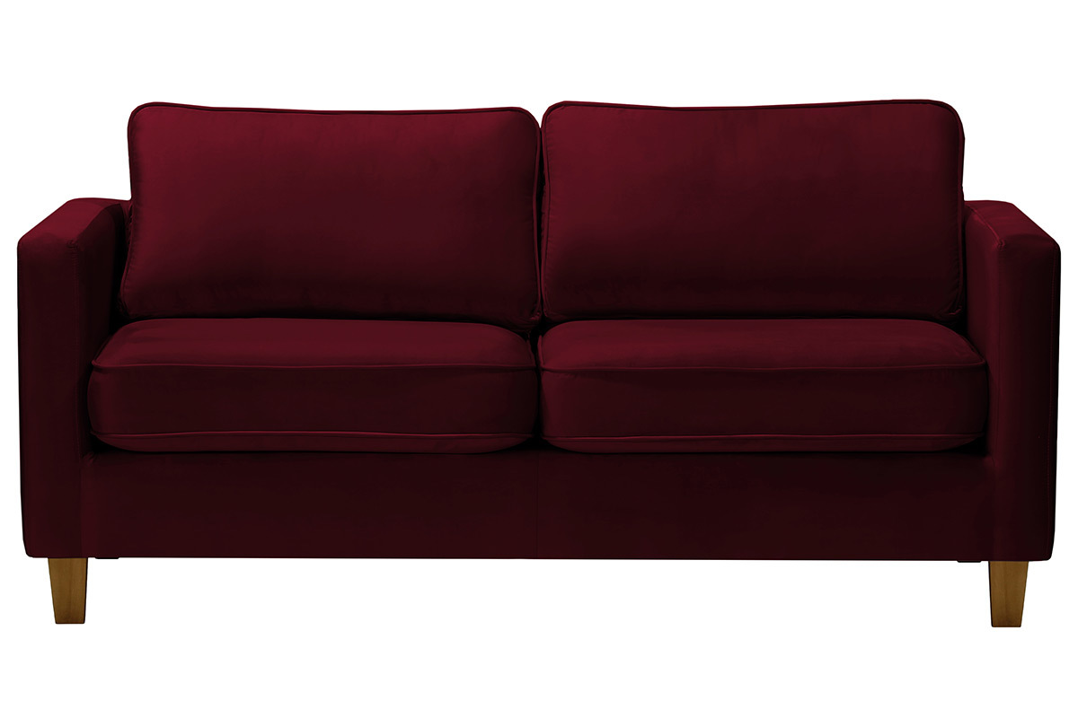 Sof� 3 plazas terciopelo burdeos LYRIC