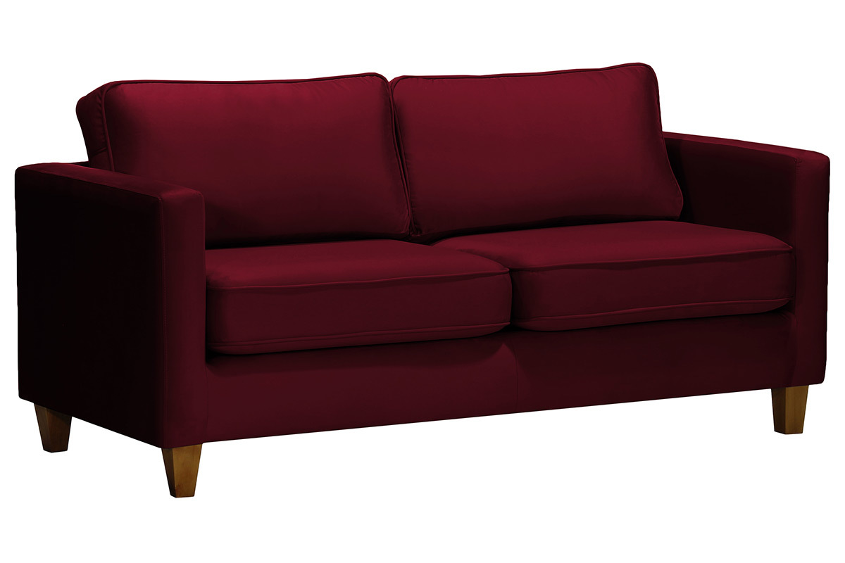 Sof� 3 plazas terciopelo burdeos LYRIC