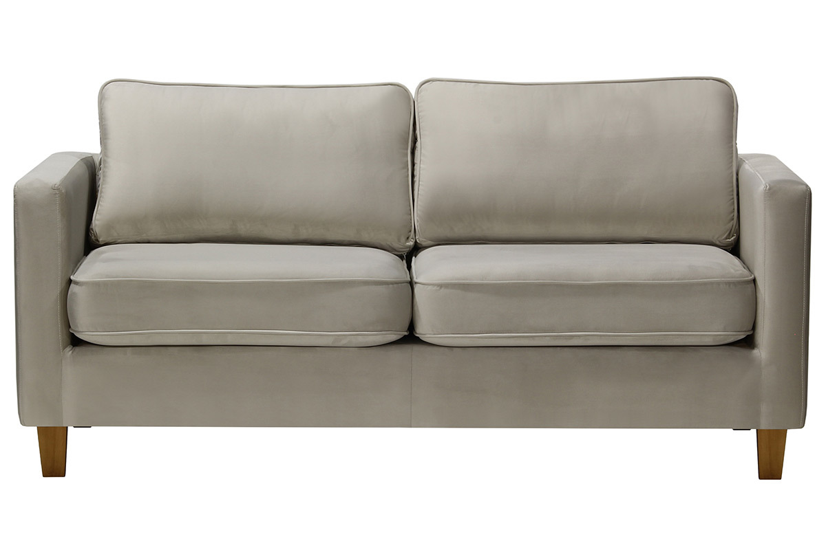 Sof� 3 plazas terciopelo gris claro LYRIC