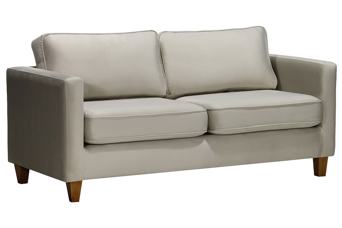 Sof� 3 plazas terciopelo gris claro LYRIC