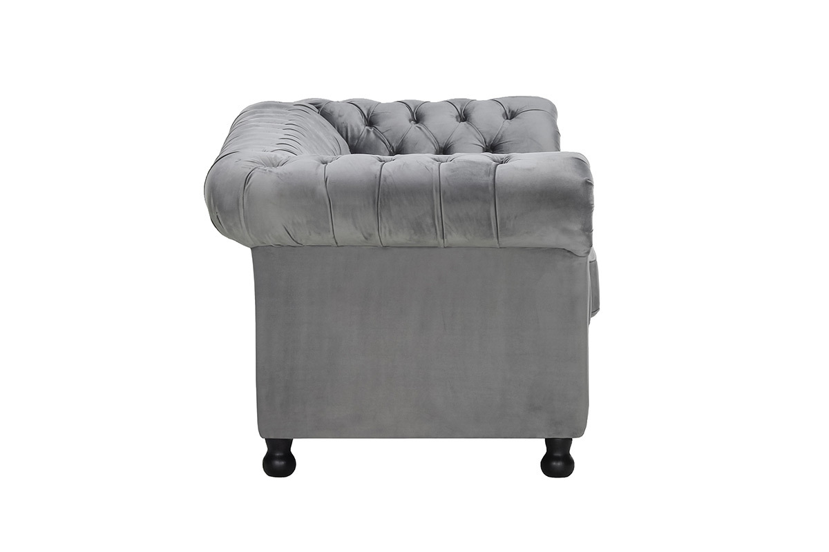 Sof� 3 plazas terciopelo gris oscuro CHESTERFIELD