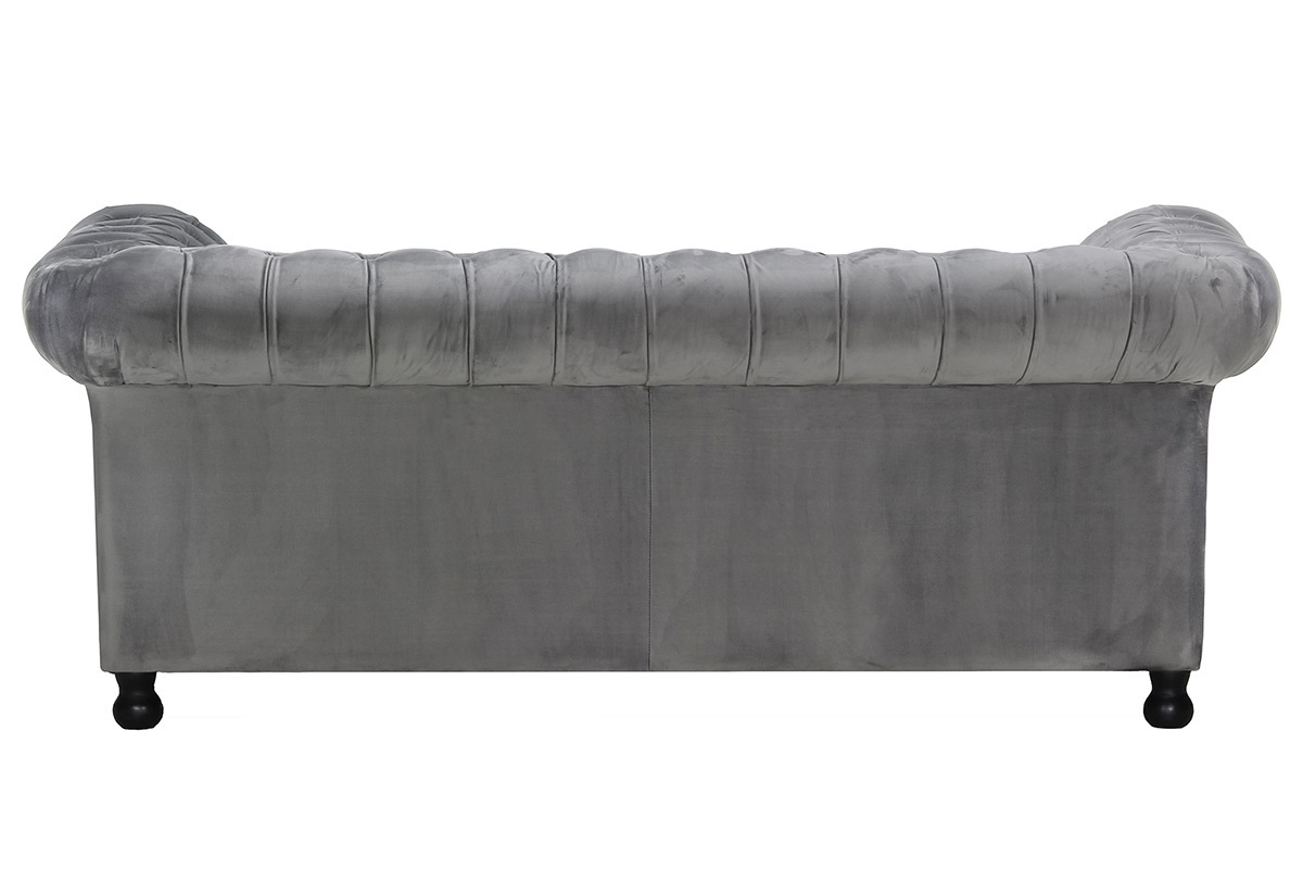 Sof� 3 plazas terciopelo gris oscuro CHESTERFIELD