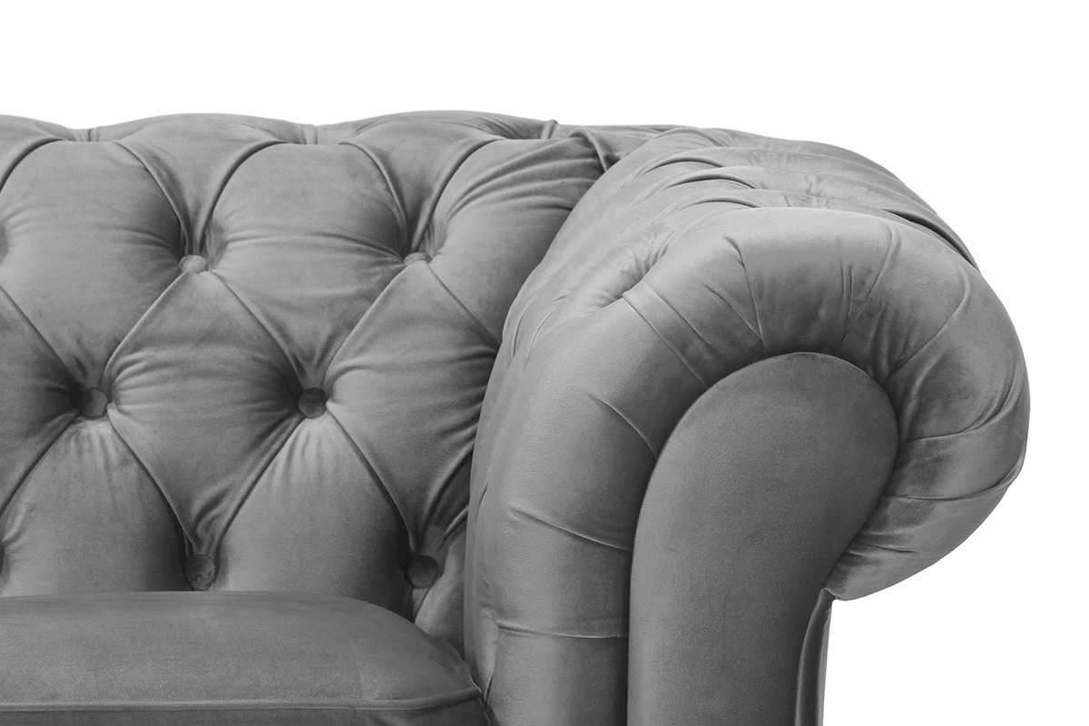 Sof� 3 plazas terciopelo gris oscuro CHESTERFIELD