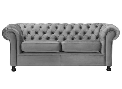 Sof&aacute; 3 plazas terciopelo gris oscuro CHESTERFIELD