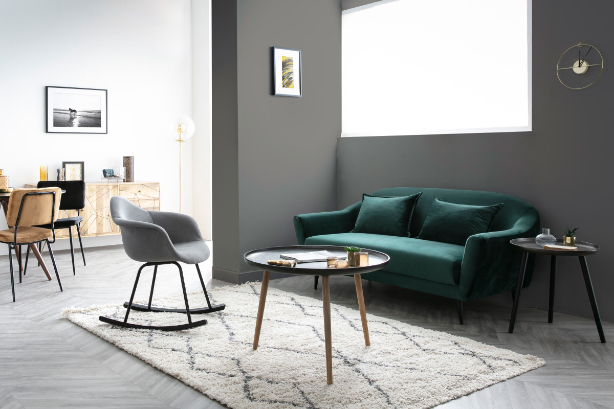 Sof 3 plazas terciopelo verde FOLIES