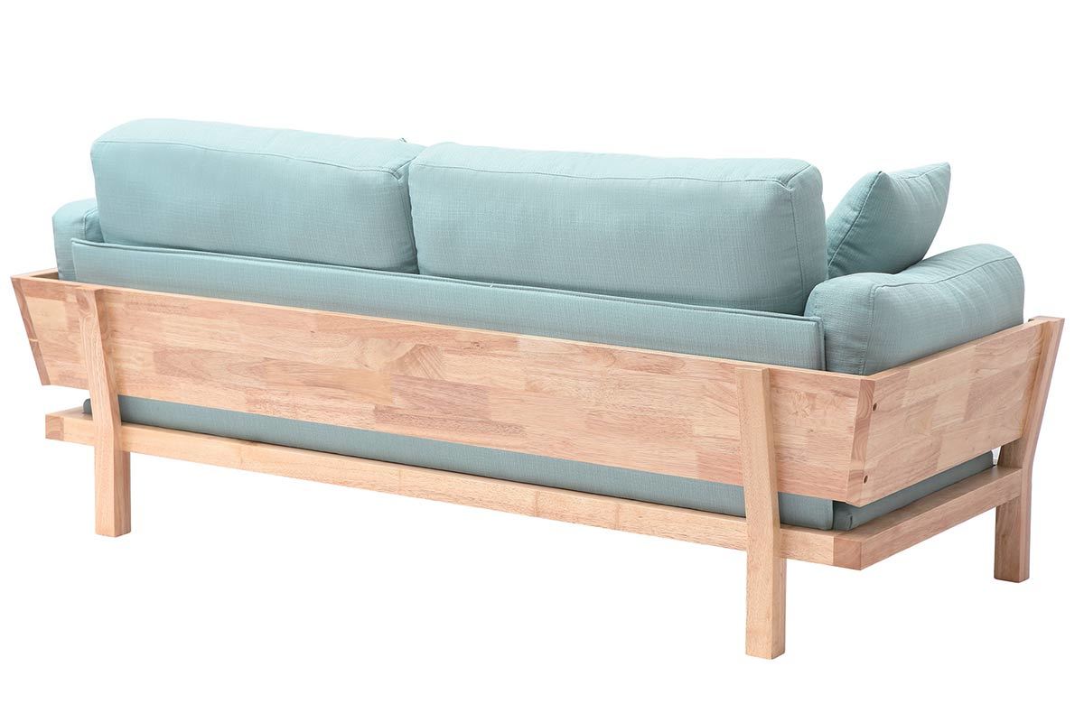 Sof 3 plazas verde agua patas madera KYO