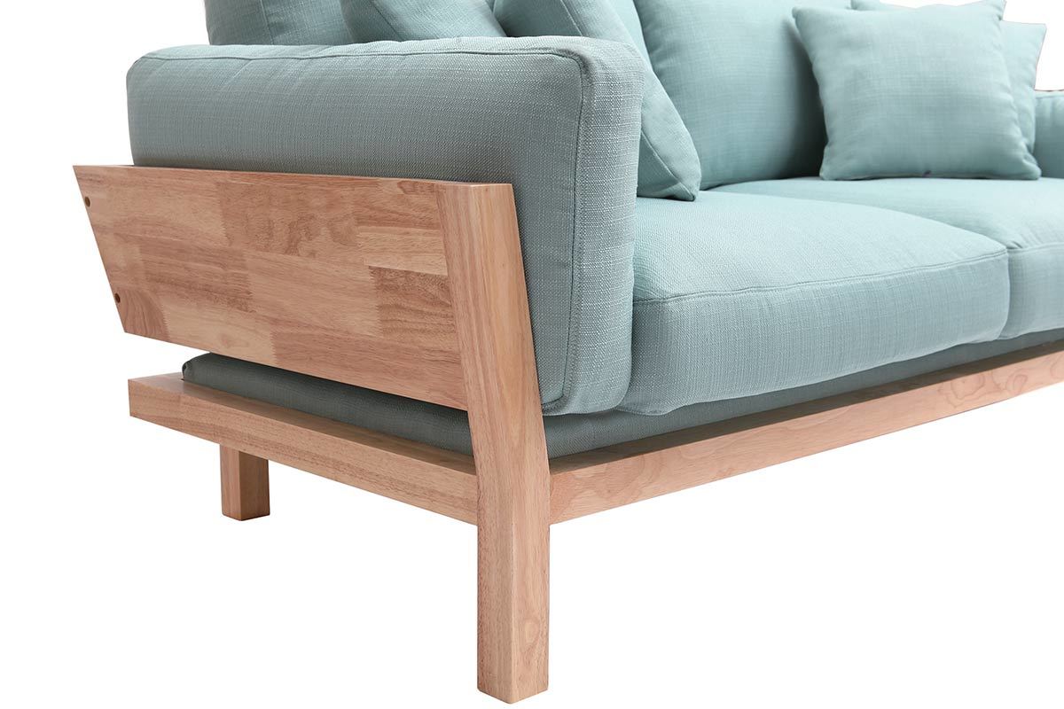 Sof 3 plazas verde agua patas madera KYO