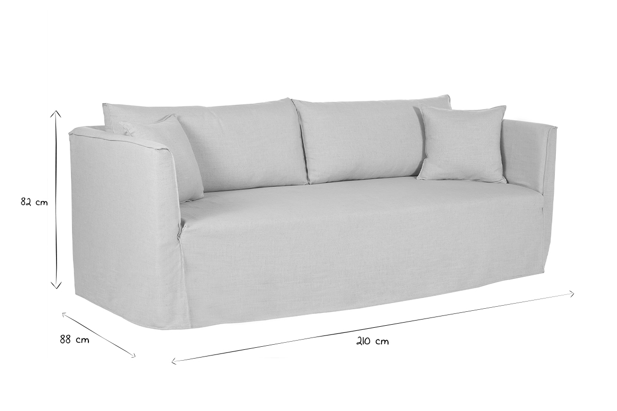Sof 4-5 plazas desenfundable de tejido beige ADELE
