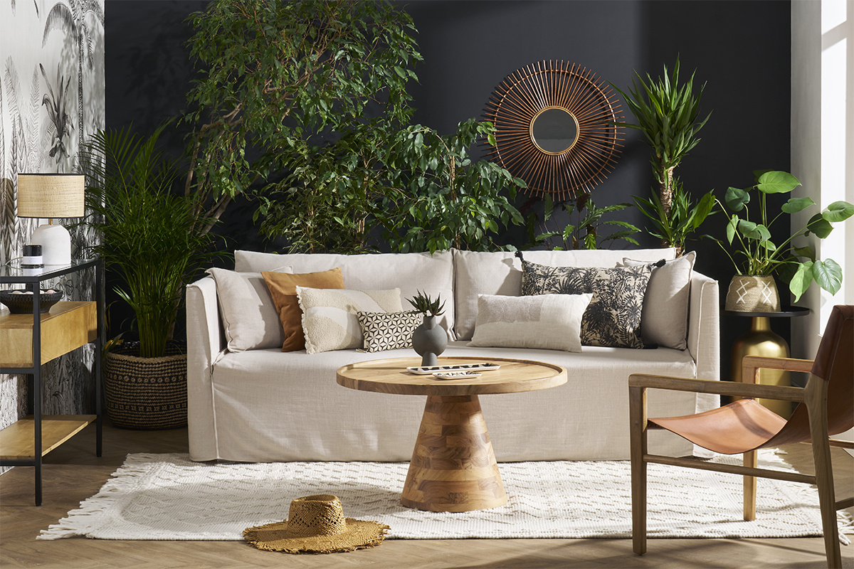 Sof 4-5 plazas desenfundable de tejido beige ADELE