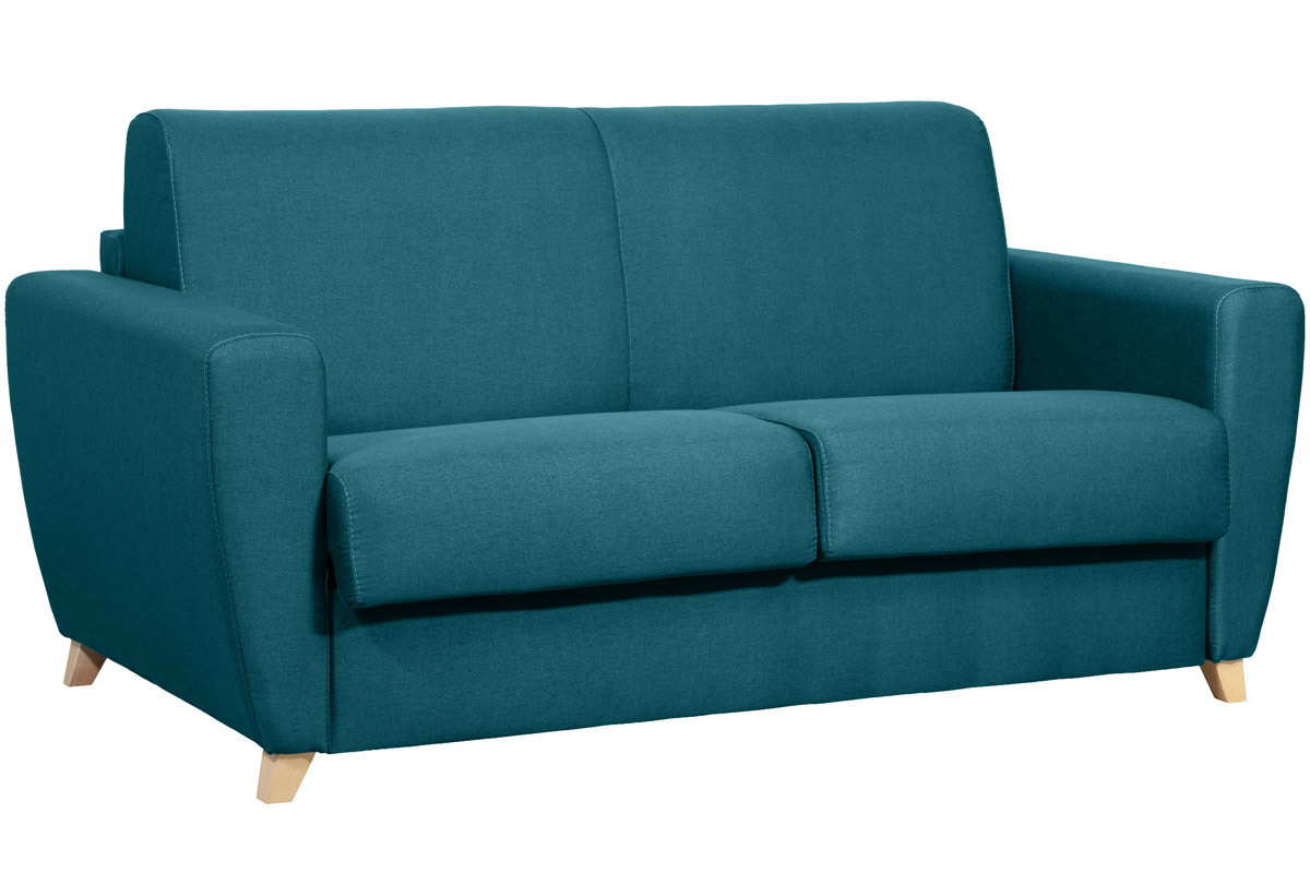 Sof cama 2-3plazas azul petrleo 120cm con colchn 12cm GRAHAM