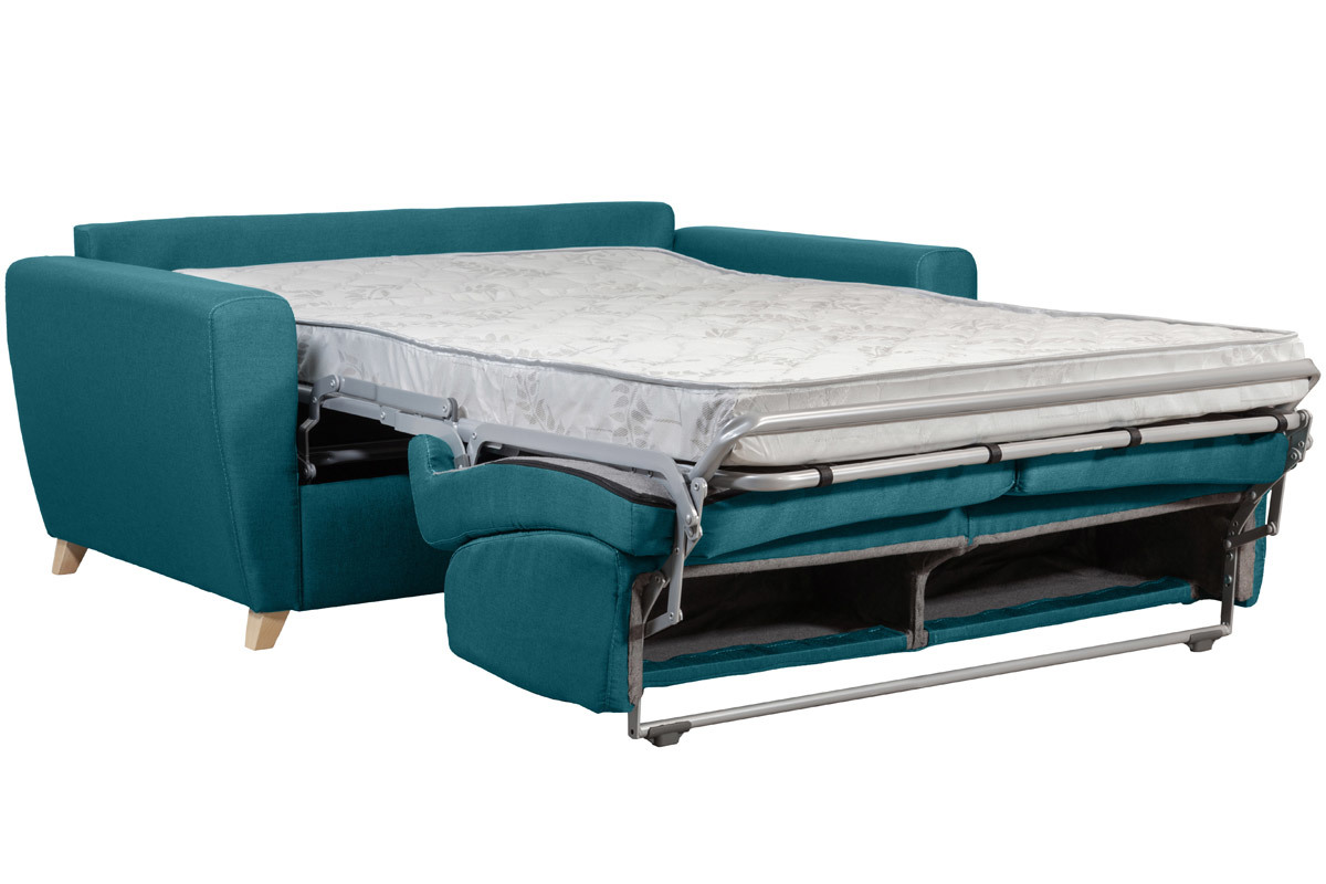Sof cama 2-3plazas azul petrleo 120cm con colchn 12cm GRAHAM