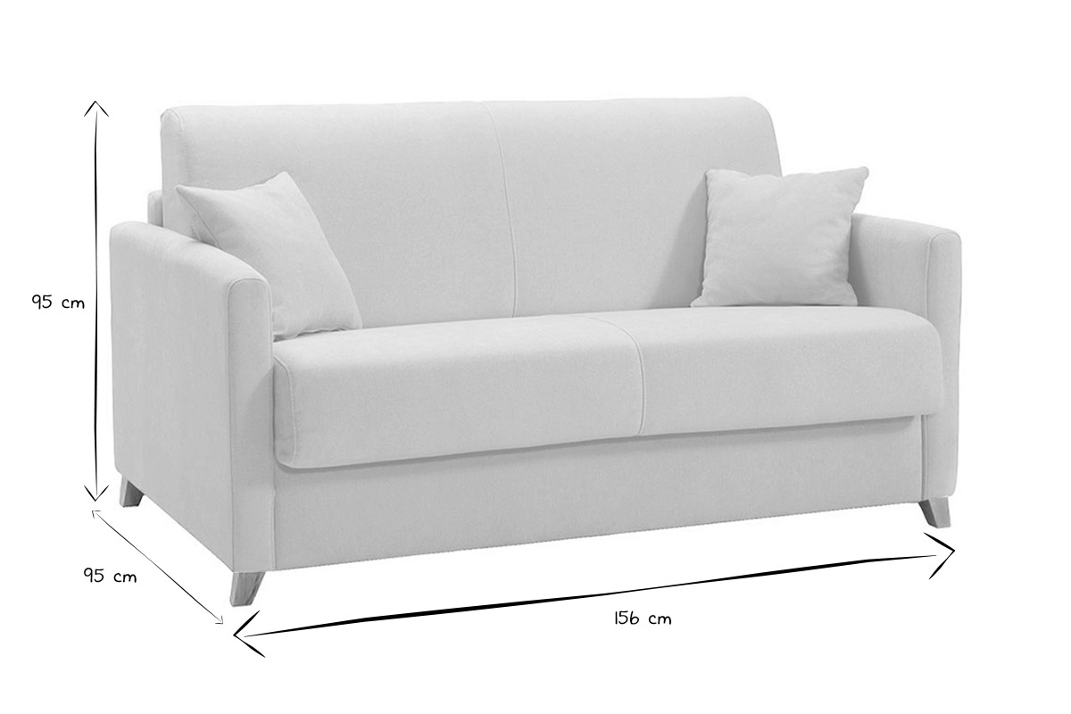 Sof cama 2-3 plazas nrdico beige y madera clara con colchn de 13 cm SKANDY