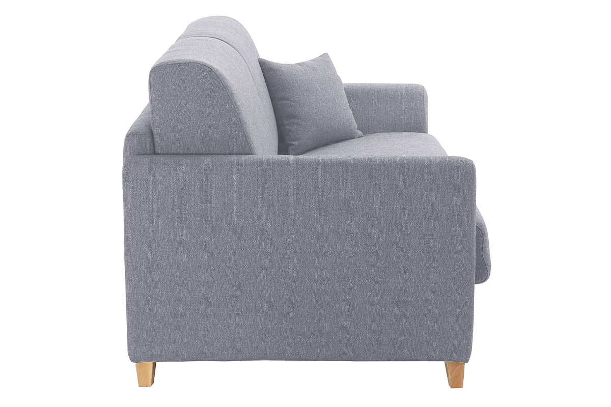 Sof cama 2-3 plazas nrdico gris y madera clara con colchn de 13 cm SKANDY