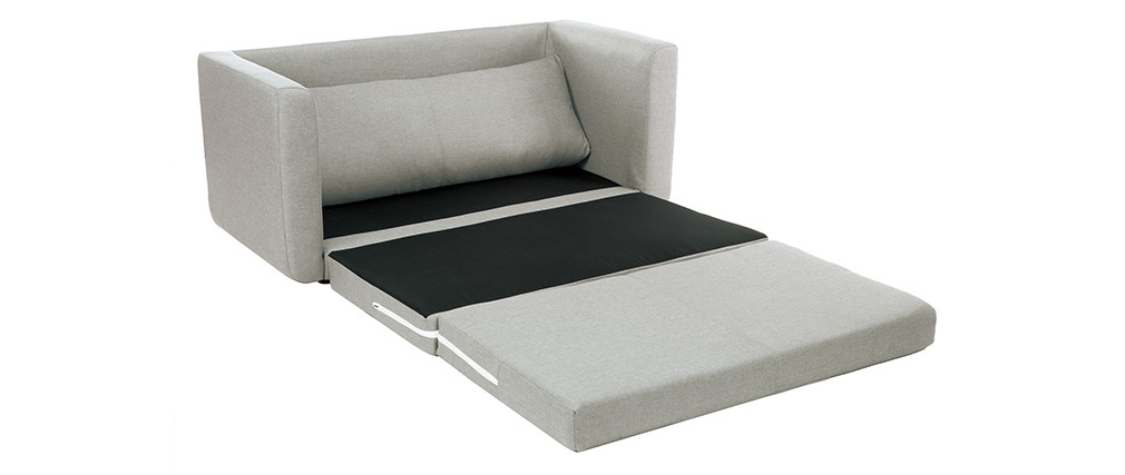 Sofá cama 2 plazas en tejido gris claro LEON