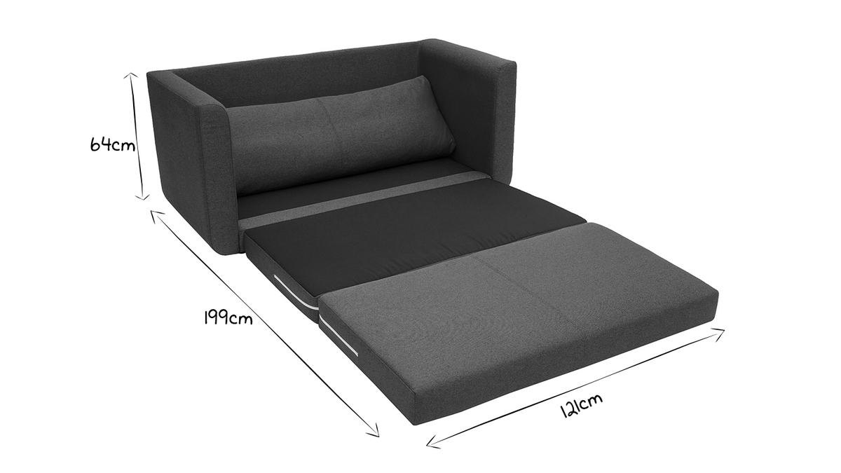 Sof cama 2 plazas en tejido gris claro LEON