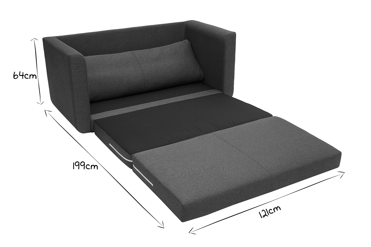 Sof cama 2 plazas en tejido gris claro LEON