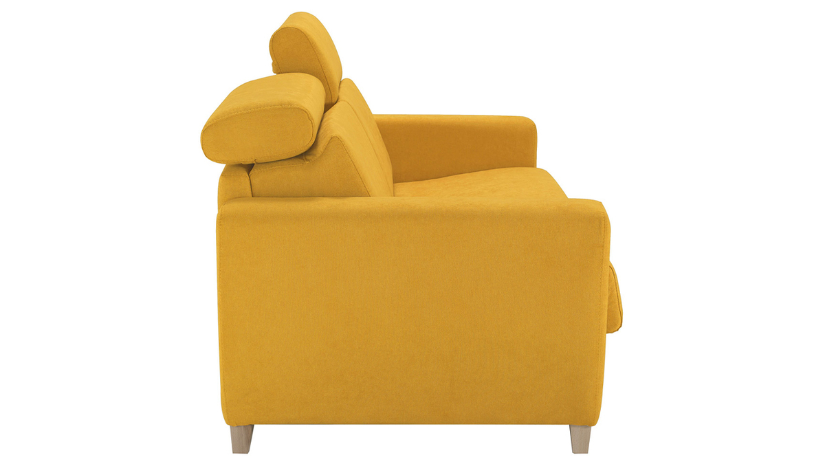 Sof cama 3 plazas con reposacabezas regulables amarillo con colchn de 13 cm GOYA