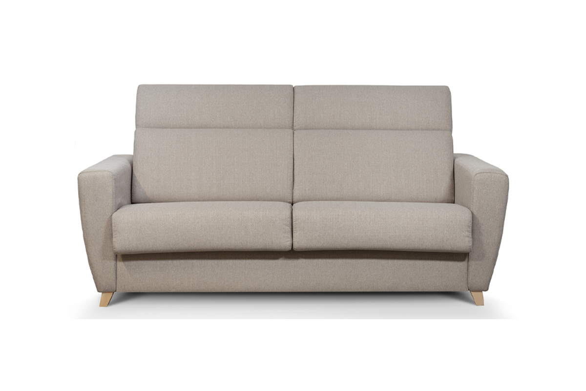 Sof cama 3plazas con reposacabezas regulables color topo con colchn de 13cm GOYA