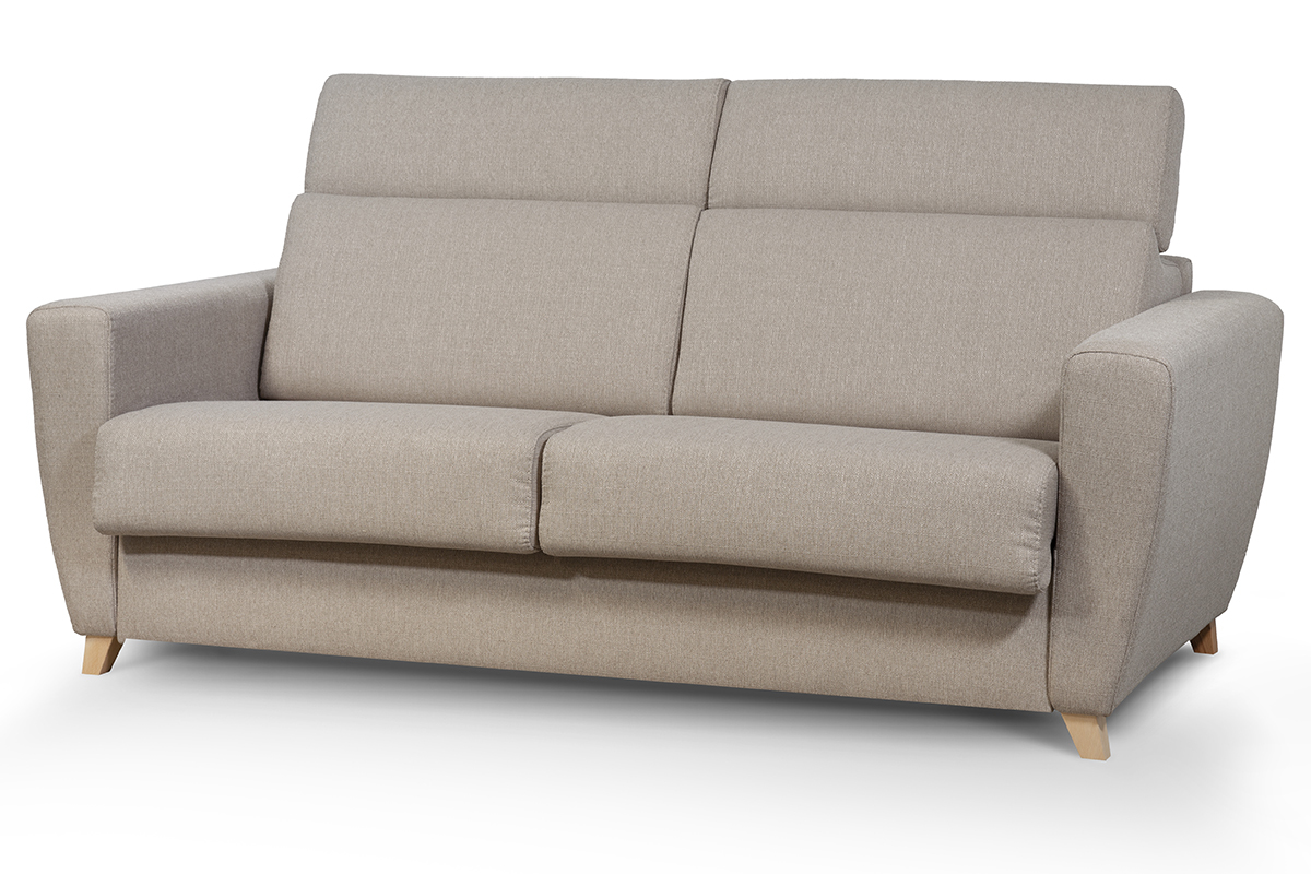 Sof cama 3plazas con reposacabezas regulables color topo con colchn de 13cm GOYA