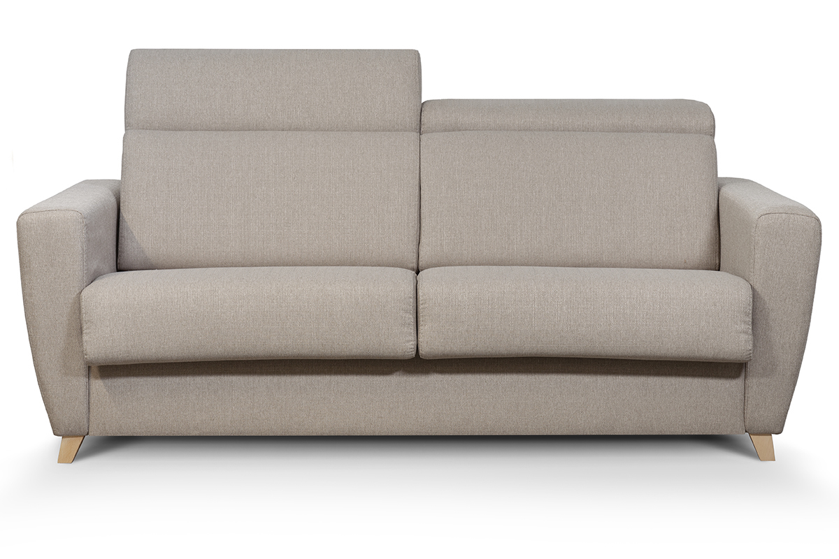 Sof cama 3plazas con reposacabezas regulables color topo con colchn de 13cm GOYA