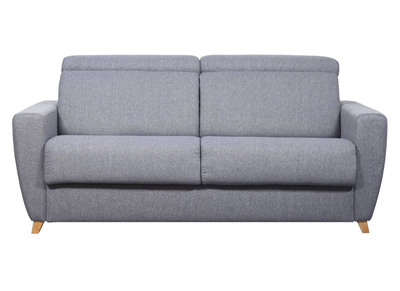 Sofá cama 3 plazas con reposacabezas regulables gris claro con colchón de 18 cm GOYA